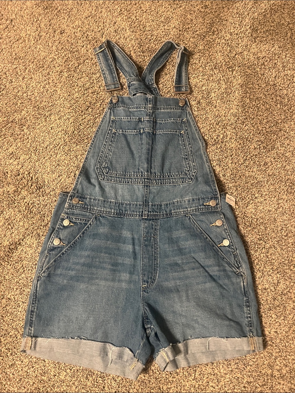 GAP Blue Denim Short Overalls โ Casual Women's Jean Shorts